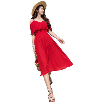 Rochie moderna de dama in negru si rosu - model croiat