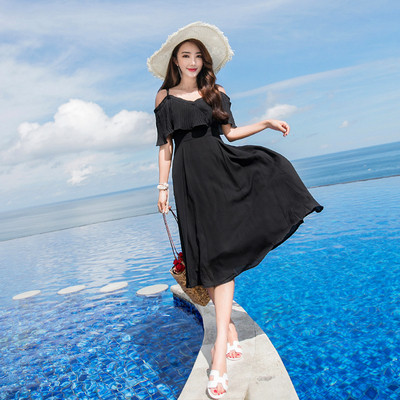 Rochie moderna de dama in negru si rosu - model croiat