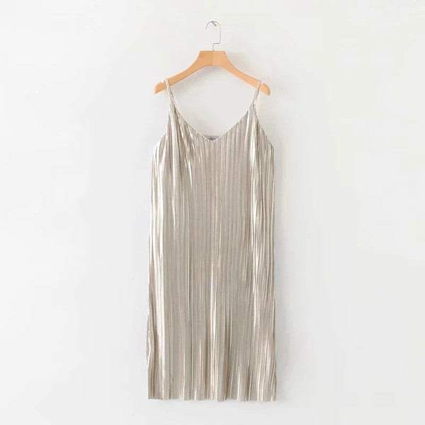 Rochie moderna plisata de dama cu bretele