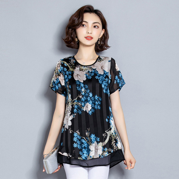 Bluză de damă modernă în trei culori cu motive florale