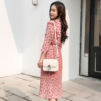 Rochie de dama moderna plisata cu maneci lungi