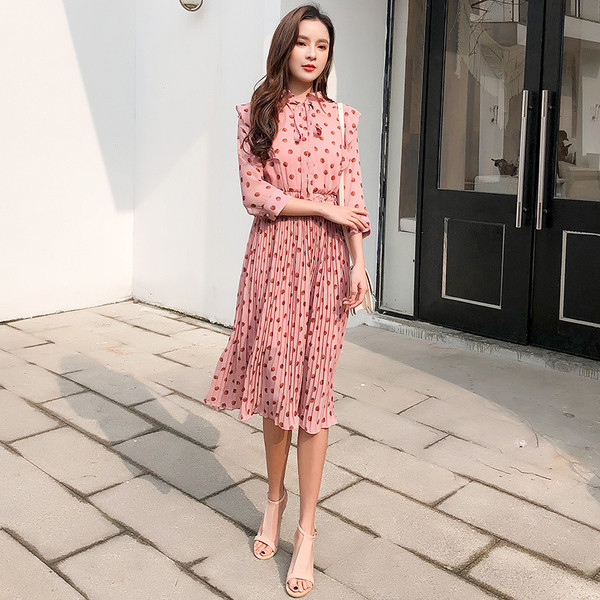 Rochie de dama moderna plisata cu maneci lungi