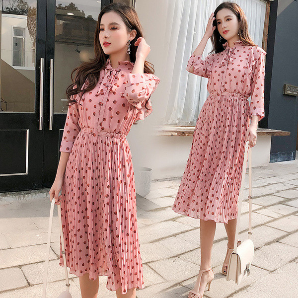 Rochie de dama moderna plisata cu maneci lungi