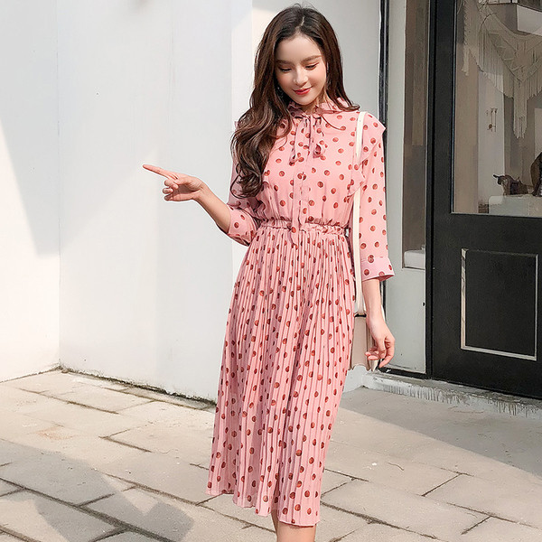 Rochie de dama moderna plisata cu maneci lungi