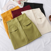 Fusta scurta de dama din piele cu talie inalta in mai multe culori