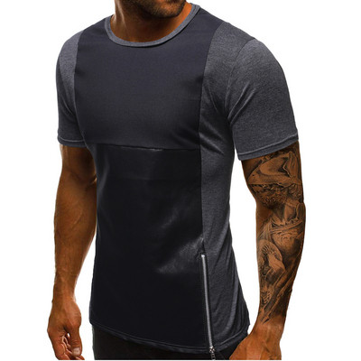 Tricou modern pentru bărbați cu mâneci scurte și fermoar în două culori