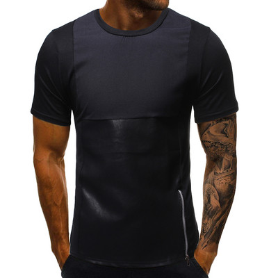 Tricou modern pentru bărbați cu mâneci scurte și fermoar în două culori