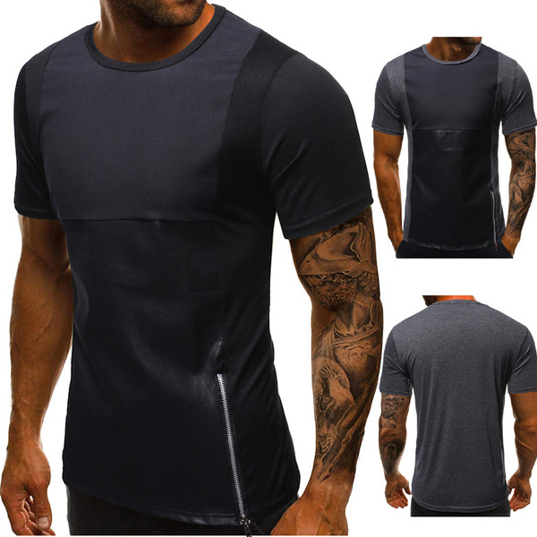 Tricou modern pentru bărbați cu mâneci scurte și fermoar în două culori