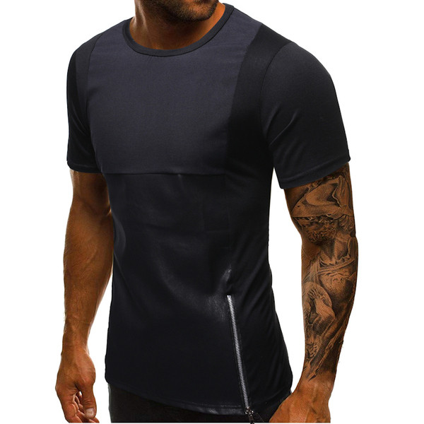 Tricou modern pentru bărbați cu mâneci scurte și fermoar în două culori