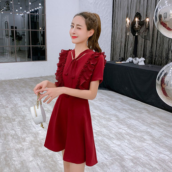 Modern női ruha két színben V-nyakkal