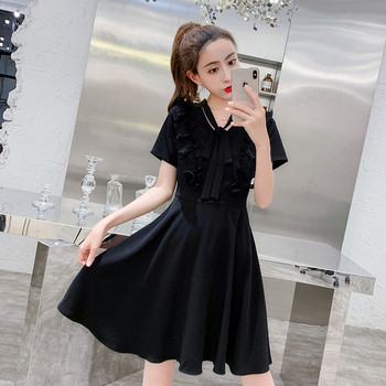 Modern női ruha két színben V-nyakkal