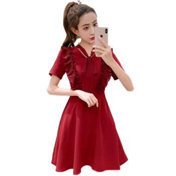 Modern női ruha két színben V-nyakkal