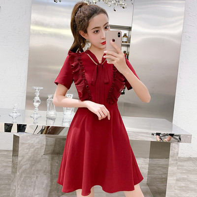 Modern női ruha két színben V-nyakkal