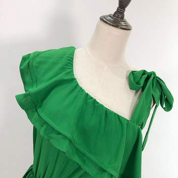 Rochie de dama cu talie elastica de culoare verde