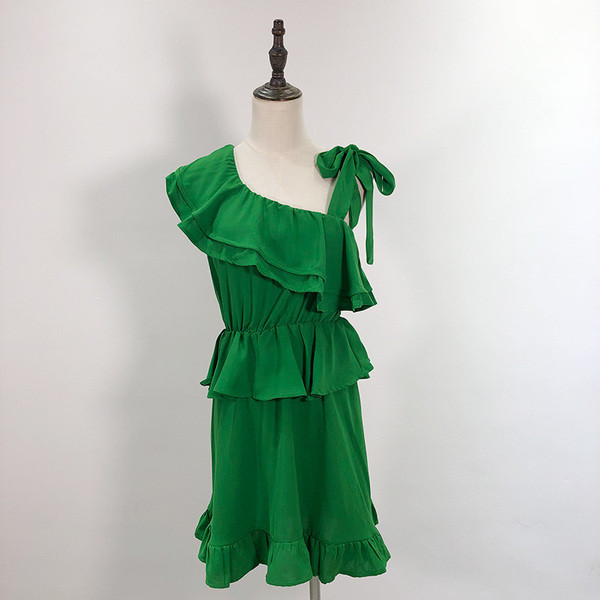 Rochie de dama cu talie elastica de culoare verde