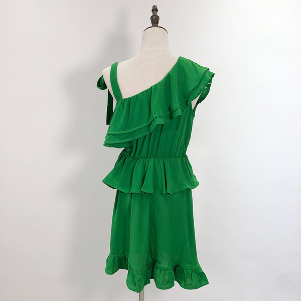 Rochie de dama cu talie elastica de culoare verde