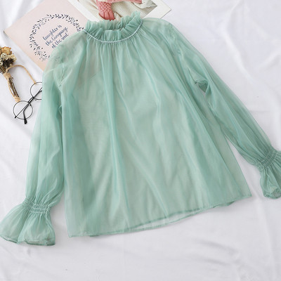 Cămașă transparentă de damă cu decolteu O în mai multe culori