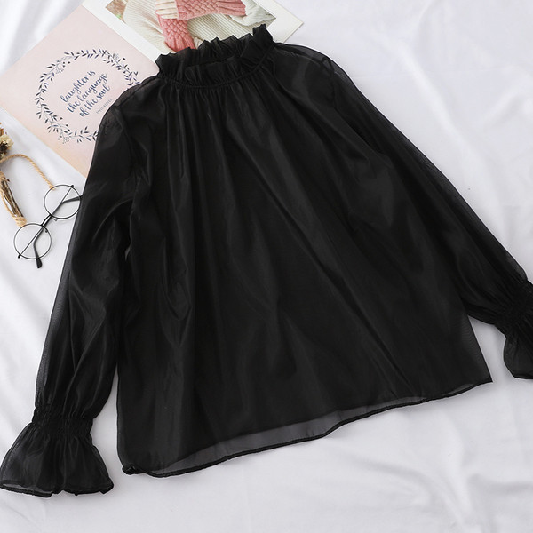 Cămașă transparentă de damă cu decolteu O în mai multe culori