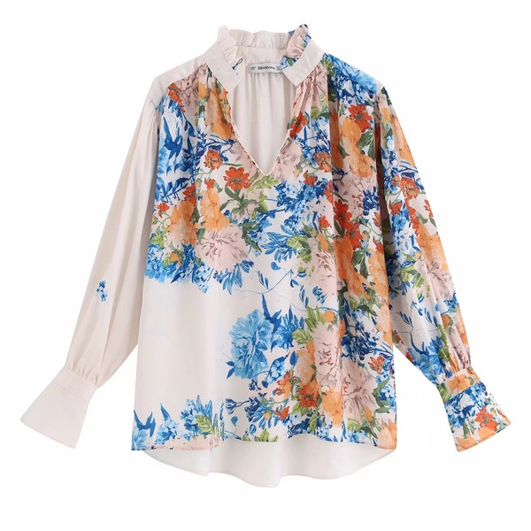 Cămașă de damă cu aplicație colorată cu mâneci lungi