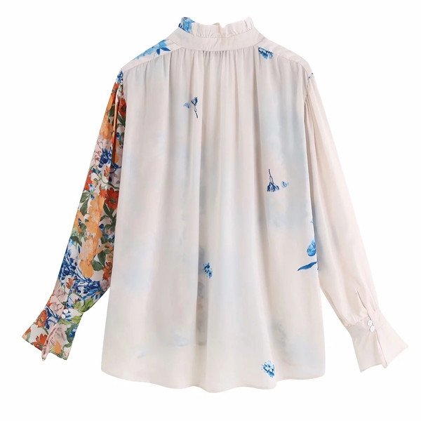 Cămașă de damă cu aplicație colorată cu mâneci lungi