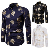 Cămașă modernă pentru bărbați cu guler clasic în negru, alb și albastru