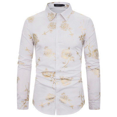 Cămașă modernă pentru bărbați cu guler clasic în negru, alb și albastru