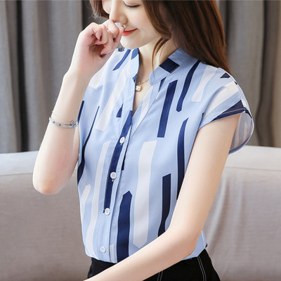 Cămașă modernă de damă cu mâneci scurte - în patru culori