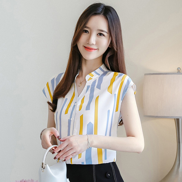 Cămașă modernă de damă cu mâneci scurte - în patru culori