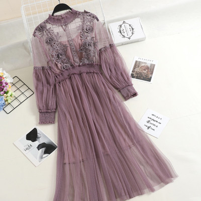 Rochie de dama eleganta cu tul si dantela in diferite culori