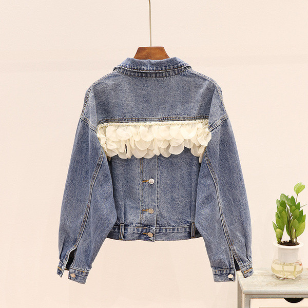 Geaca de dama moderna din denim cu decor pe spate in trei culori