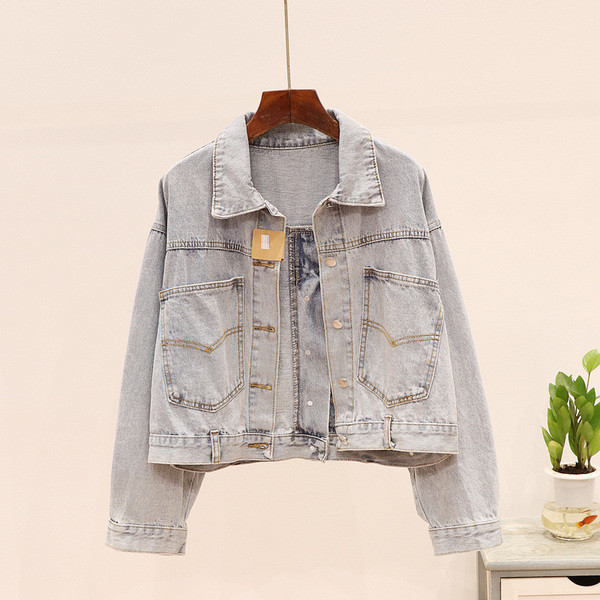 Geaca de dama moderna din denim cu decor pe spate in trei culori