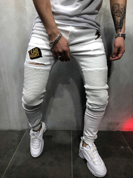 Blugi de bărbați moderni cu broderie în alb