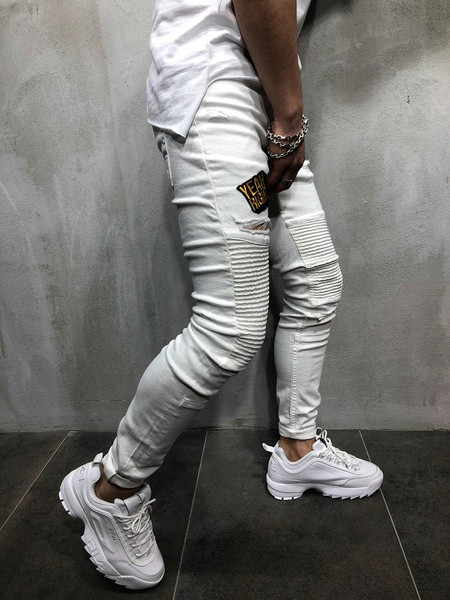 Blugi de bărbați moderni cu broderie în alb