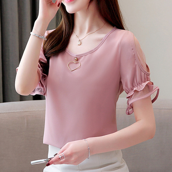 Bluză de damă modernă în galben și roz cu mâneci 3/4