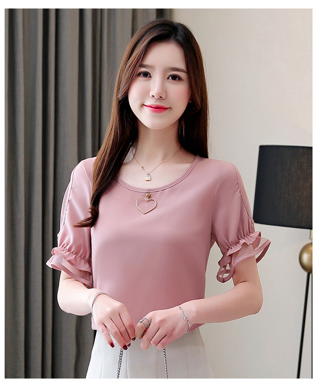 Bluză de damă modernă în galben și roz cu mâneci 3/4