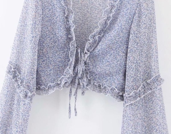 Camasa de dama model nou cu cravate in albastru