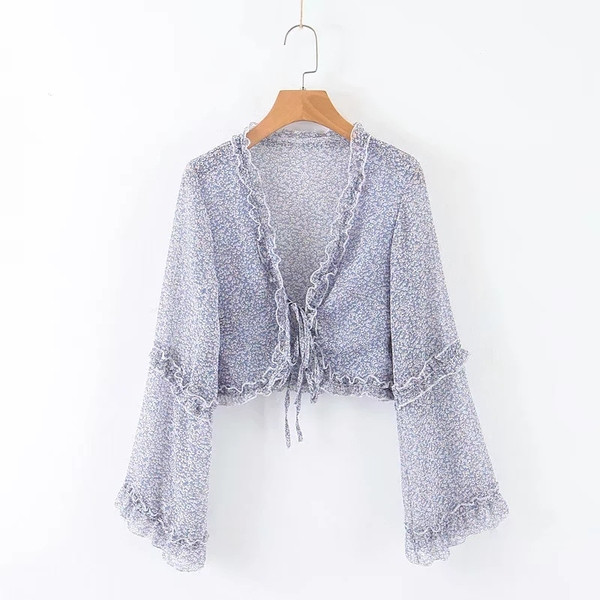 Camasa de dama model nou cu cravate in albastru