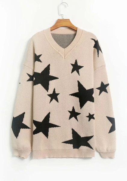 Pulover de dama modern in negru si bej