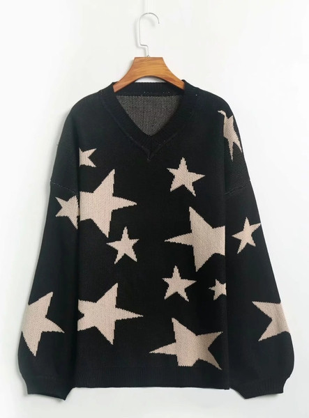 Pulover de dama modern in negru si bej