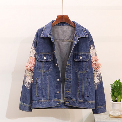 Új modell farmerdzseki virágokkal az ujjakon világos és sötét színekben