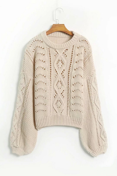 Új modell elegáns női pulóver O-nyakú barna és bézs színben