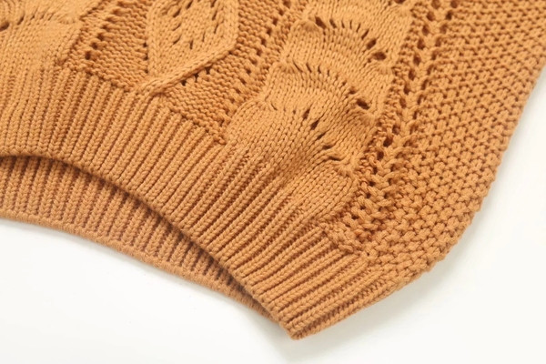 Új modell elegáns női pulóver O-nyakú barna és bézs színben