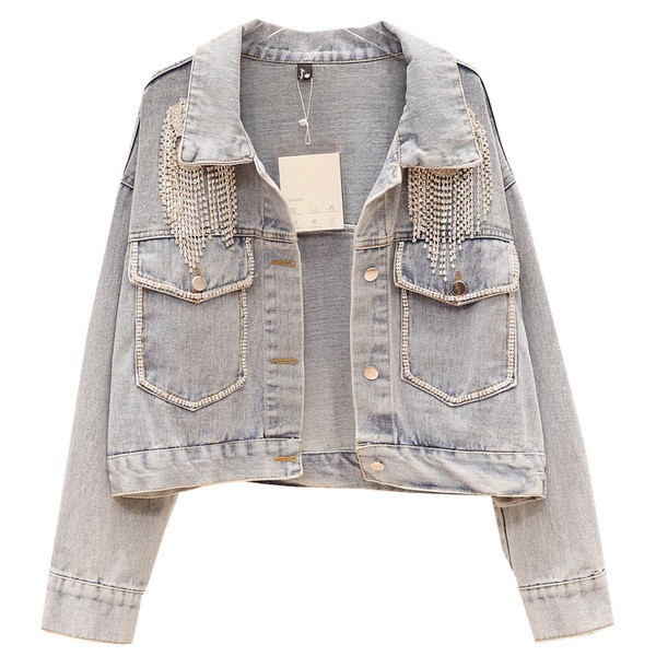 Geaca de dama din blugi cu pietre albastre