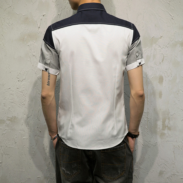 Cămașă modernă pentru bărbați cu mâneci scurte și guler clasic în două culori