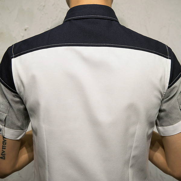 Cămașă modernă pentru bărbați cu mâneci scurte și guler clasic în două culori