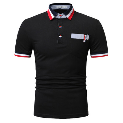 Tricou modern pentru bărbați cu guler și buzunar clasic în trei culori