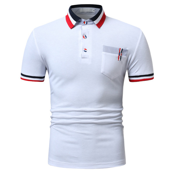 Tricou modern pentru bărbați cu guler și buzunar clasic în trei culori