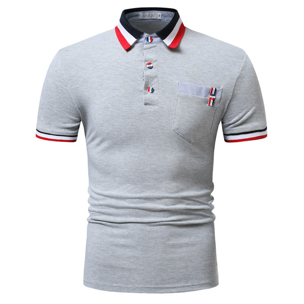 Tricou modern pentru bărbați cu guler și buzunar clasic în trei culori