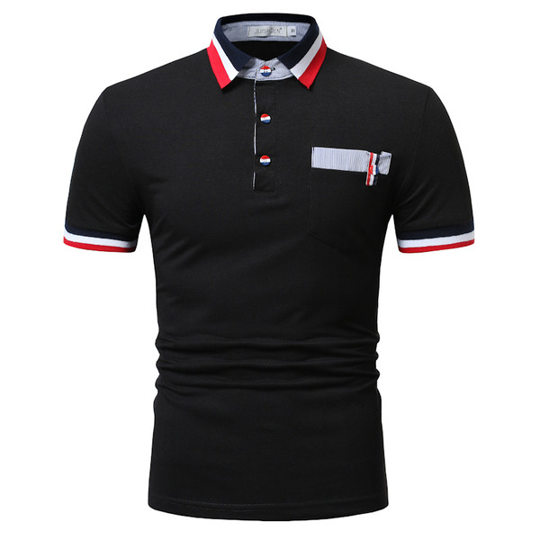 Tricou modern pentru bărbați cu guler și buzunar clasic în trei culori