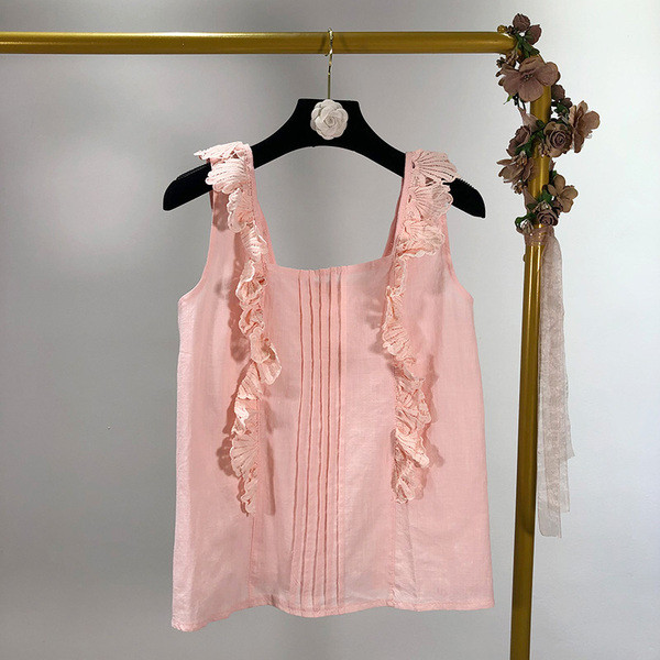 Rózsaszín színű, csipkés női felső